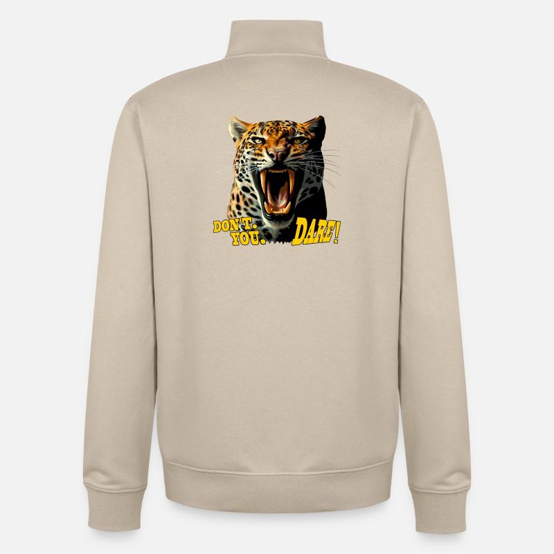 Leopard Roaring attack - Don't You Dare - Unisex Organic Zip Sweatshirt by Stanley/Stella - desert dust