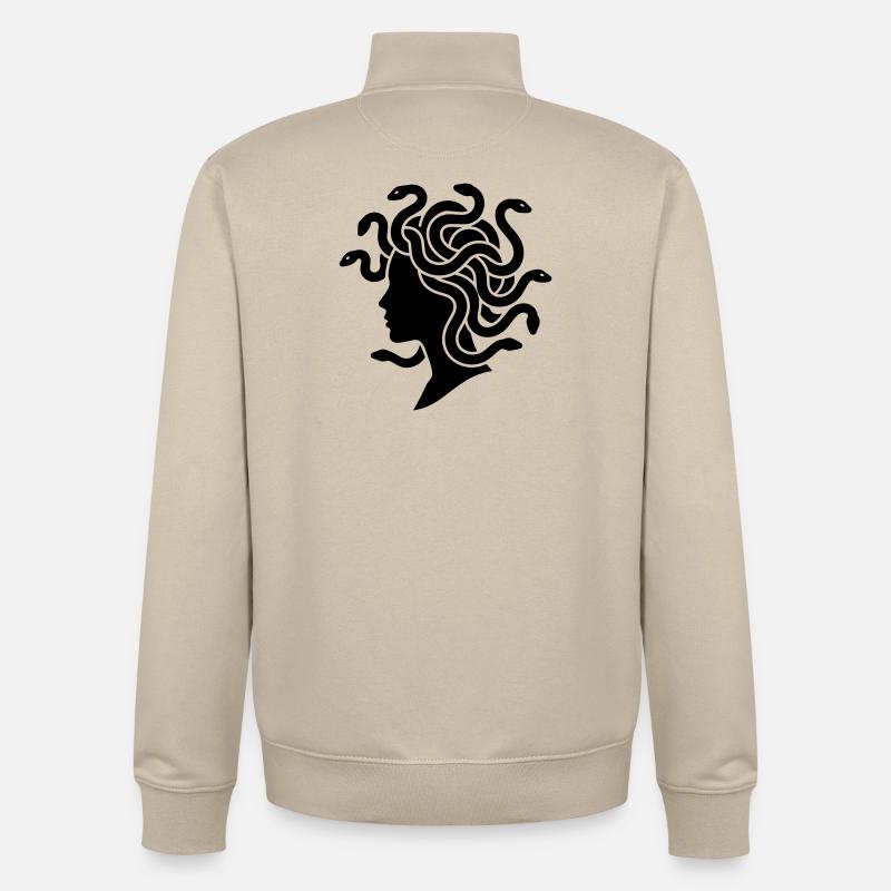 Méduse - Sweat zippé unisexe en coton bio Stanley/Stella - beige crème