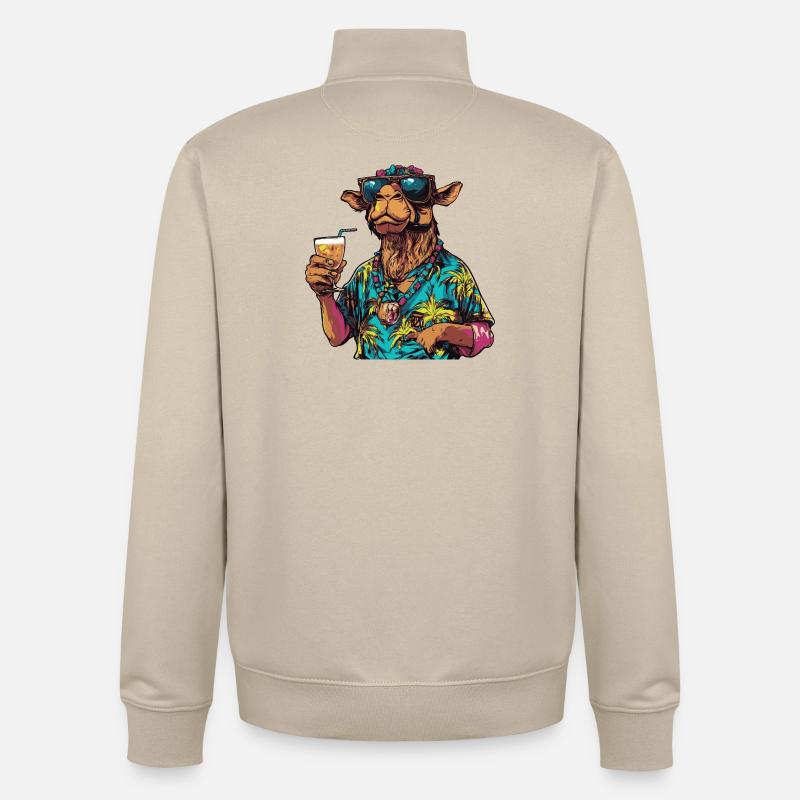 Kamel Comic Sommer - Unisex Organic Zip Sweatshirt von Stanley/Stella - Cremebeige