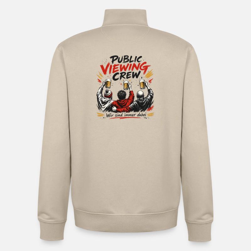 Public Viewing Crew – Bierfreunde - Unisex Organic Zip Sweatshirt von Stanley/Stella - Cremebeige