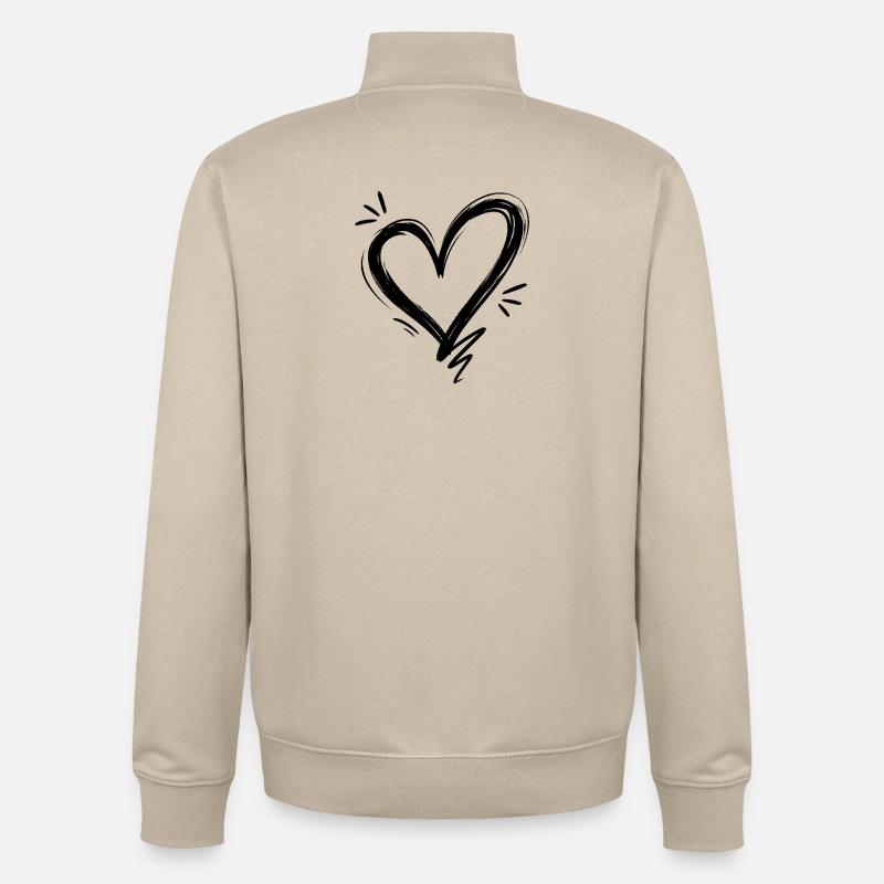 Cœur - Sweat zippé unisexe en coton bio Stanley/Stella - beige crème
