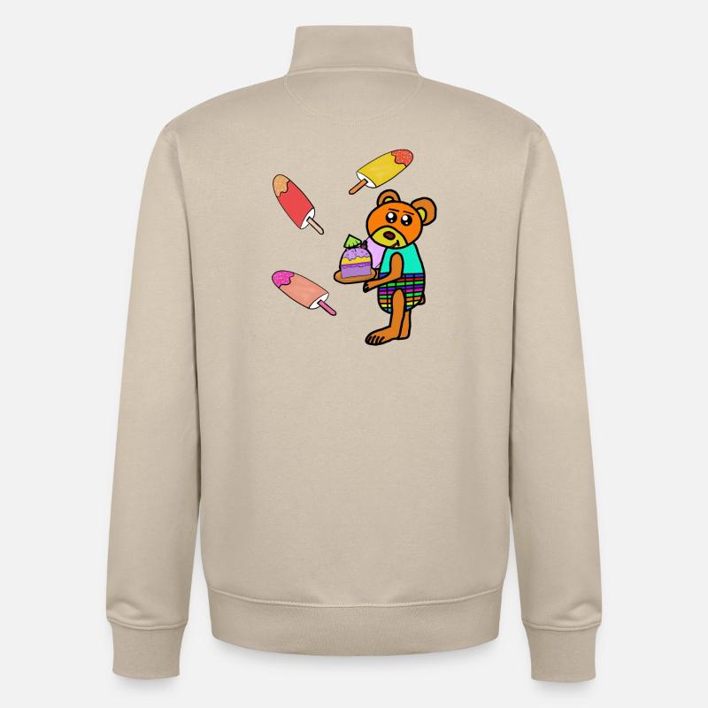 Teddy Kuchen Eis-Motiv Bär Kinder - Unisex Organic Zip Sweatshirt von Stanley/Stella - Cremebeige