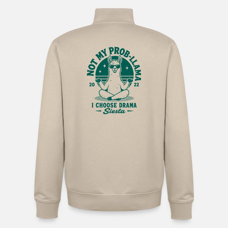 Pas ma sieste prob-llama - Sweat zippé unisexe en coton bio Stanley/Stella - beige crème