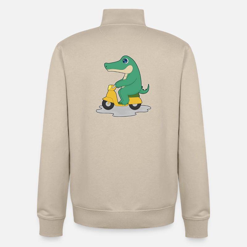 Crocodile Scooter - Unisex Organic Zip Sweatshirt by Stanley/Stella - desert dust