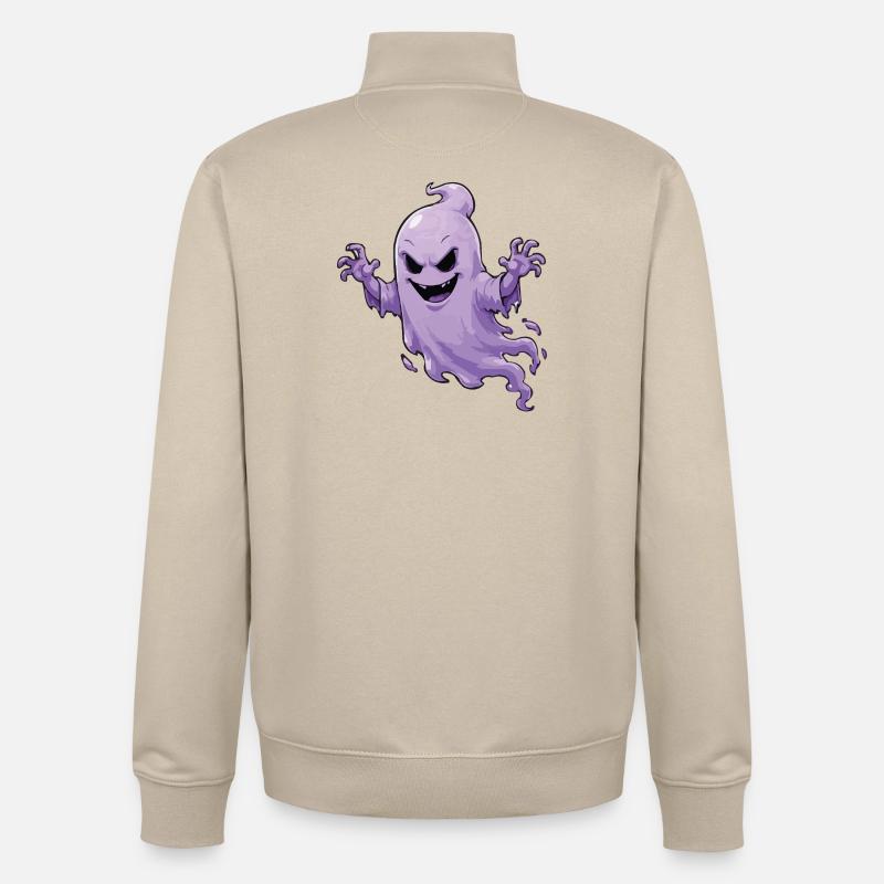 Ghost Haunted Design - Unisex Organic Zip Sweatshirt by Stanley/Stella - desert dust