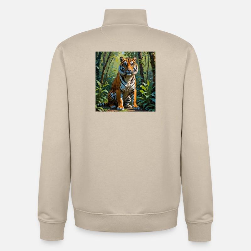 Tiger - Unisex Organic Zip Sweatshirt by Stanley/Stella - desert dust