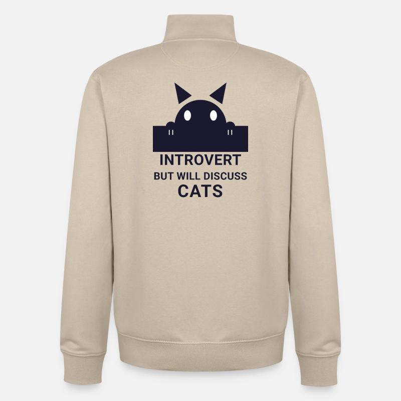Introvertierter wird über Katzen sprechen - Unisex Organic Zip Sweatshirt von Stanley/Stella - Cremebeige
