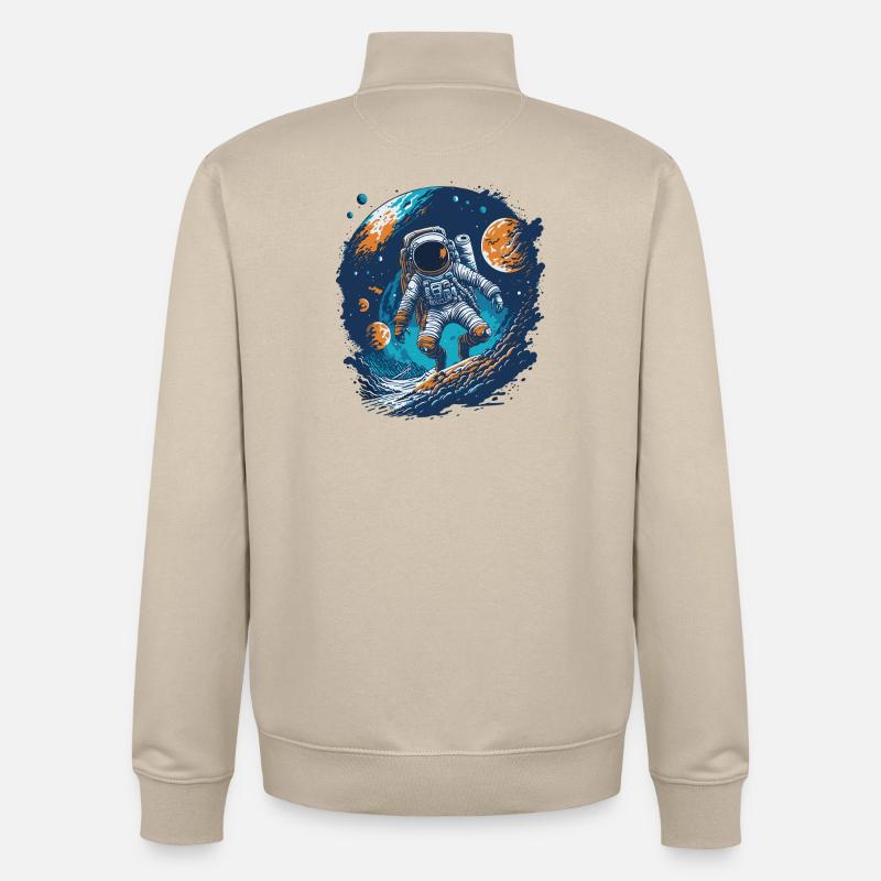 Astronaute dans l’espace - Sweat zippé unisexe en coton bio Stanley/Stella - beige crème