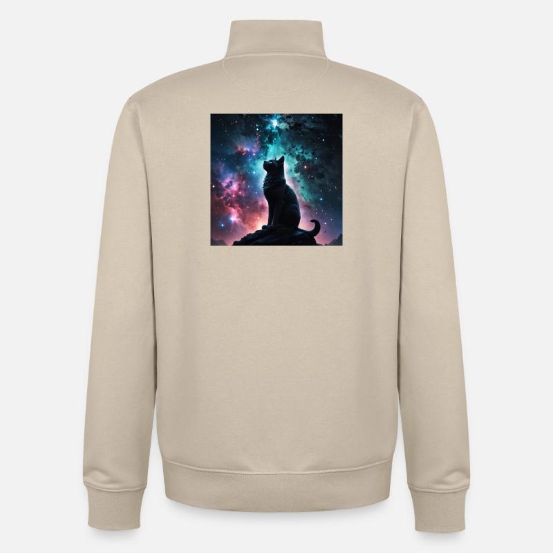 kosmische Katze - Unisex Organic Zip Sweatshirt von Stanley/Stella - Cremebeige