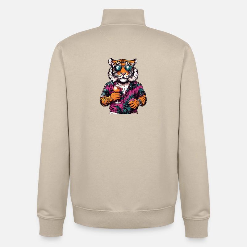 Tiger Comic Sommer - Unisex Organic Zip Sweatshirt von Stanley/Stella - Cremebeige