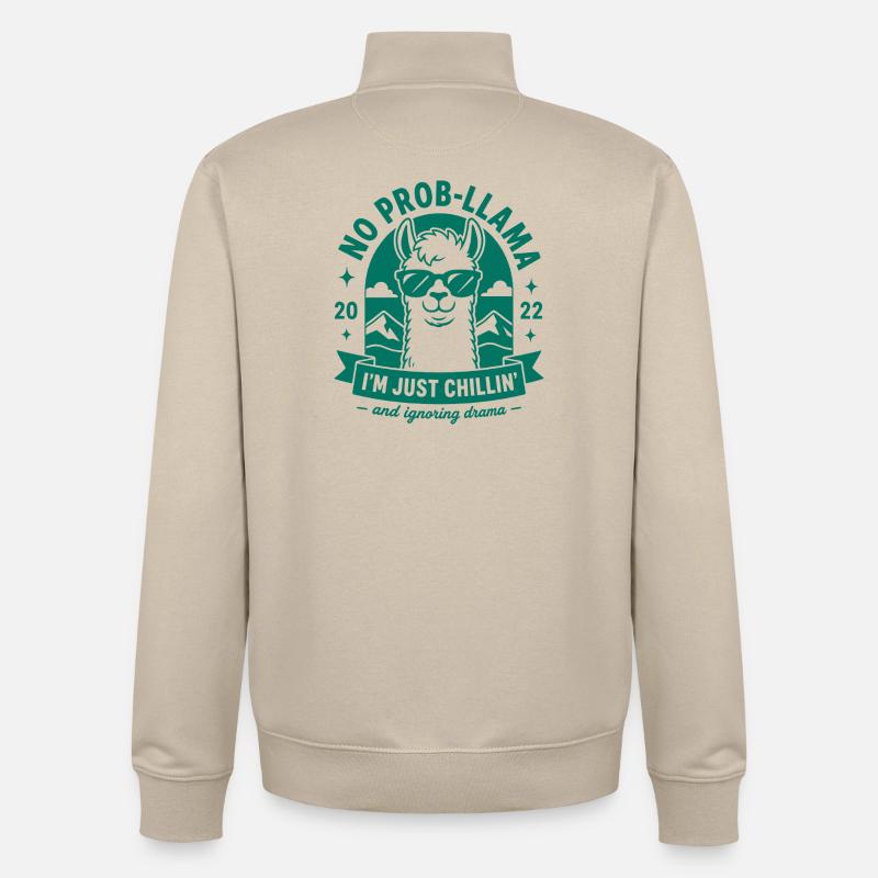 Caffeine Llamaste No Drama - Unisex Organic Zip Sweatshirt by Stanley/Stella - desert dust