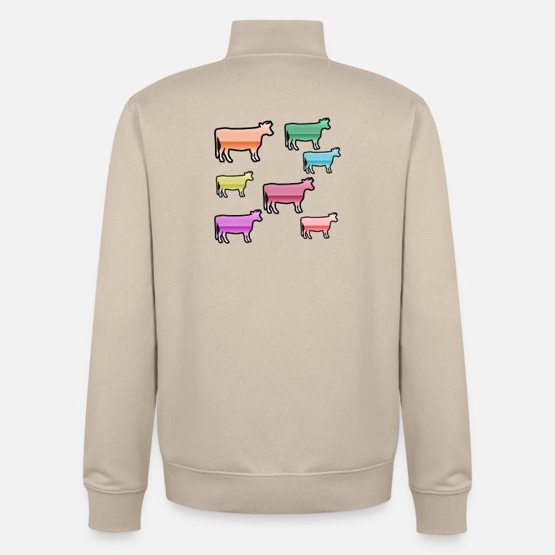 Vaches - Sweat zippé unisexe en coton bio Stanley/Stella - beige crème