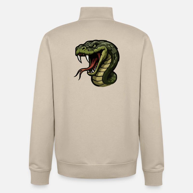 Cobra Head Cartoon Print - Unisex Organic Zip Sweatshirt by Stanley/Stella - desert dust