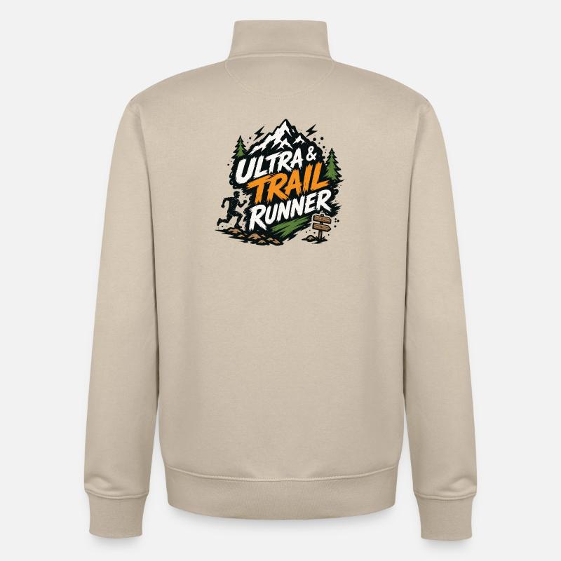 Ultra et trail runner - Sweat zippé unisexe en coton bio Stanley/Stella - beige crème