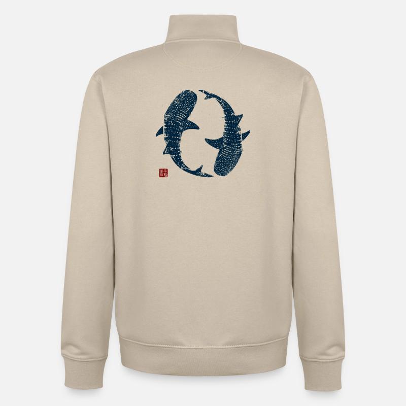 Cercle des requins-baleines - Sweat zippé unisexe en coton bio Stanley/Stella - beige crème