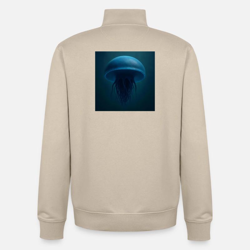 Méduse bleu minuit - Sweat zippé unisexe en coton bio Stanley/Stella - beige crème