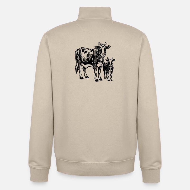 Kuh und Kalb - Unisex Organic Zip Sweatshirt von Stanley/Stella - Cremebeige