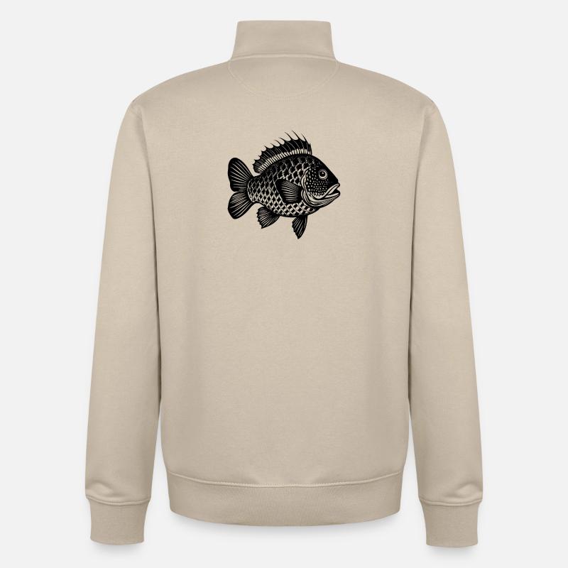 Poisson crapie - Sweat zippé unisexe en coton bio Stanley/Stella - beige crème