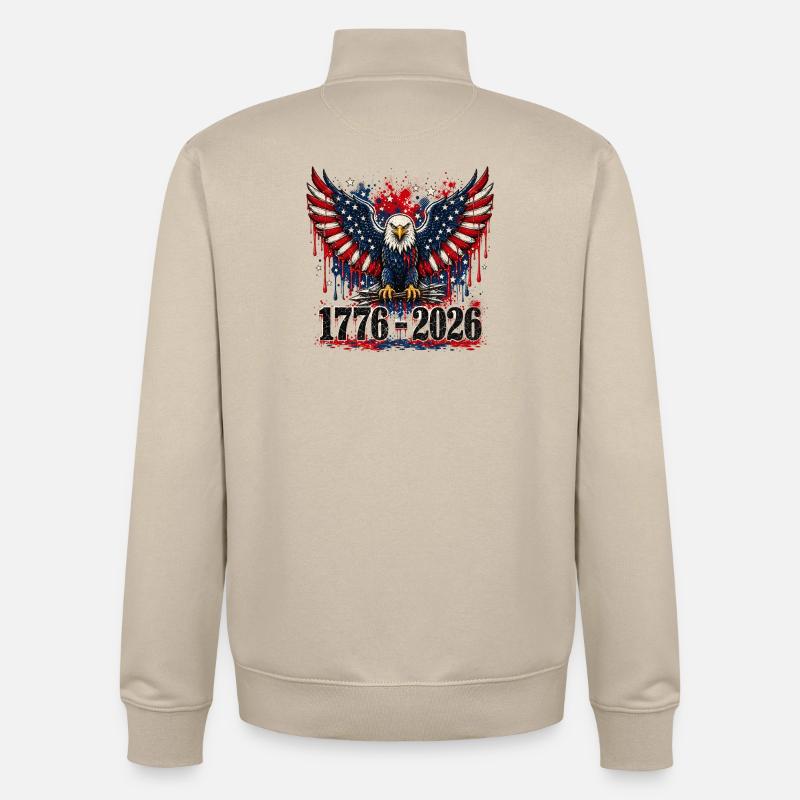 Eagle Patriot 1776–2026 - Sweat zippé unisexe en coton bio Stanley/Stella - beige crème