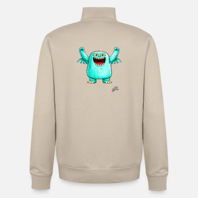 Monstre turquoise joyeux - Sweat zippé unisexe en coton bio Stanley/Stella - beige crème