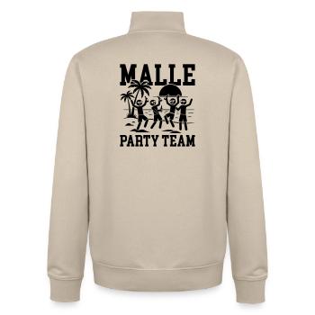 Malle Party Team Holiday - Unisex Organic Zip Sweatshirt by Stanley/Stella - desert dust - Back - AI Model Male 185 dark (185cm)