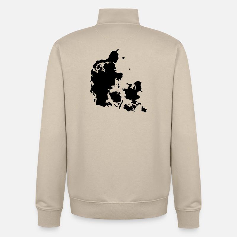 Carte du Danemark - Sweat zippé unisexe en coton bio Stanley/Stella - beige crème