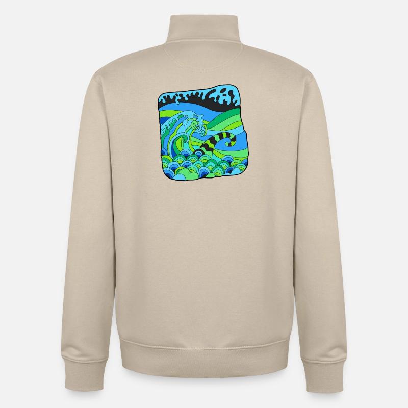 Vagues Déco Verdoyantes - Sweat zippé unisexe en coton bio Stanley/Stella - beige crème