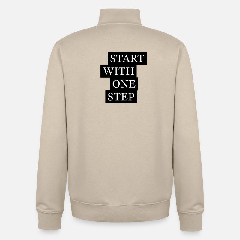 Start With One Step Motivation - Unisex Organic Zip Sweatshirt von Stanley/Stella - Cremebeige