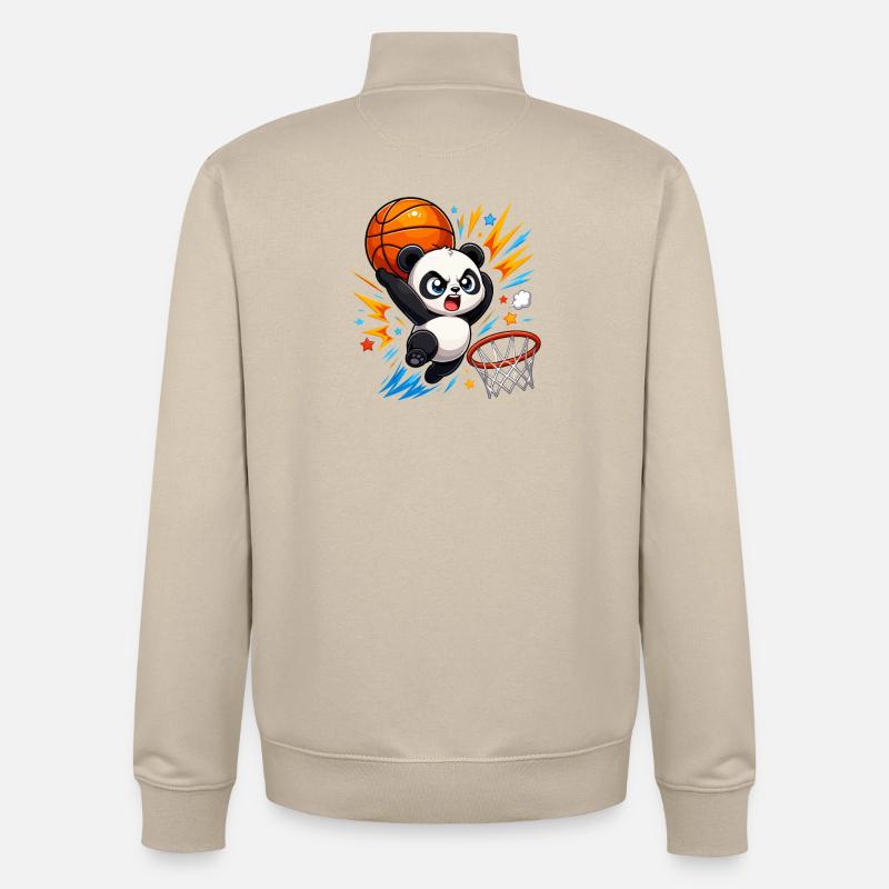 Puissant Panda Slam Dunk - Sweat zippé unisexe en coton bio Stanley/Stella - beige crème