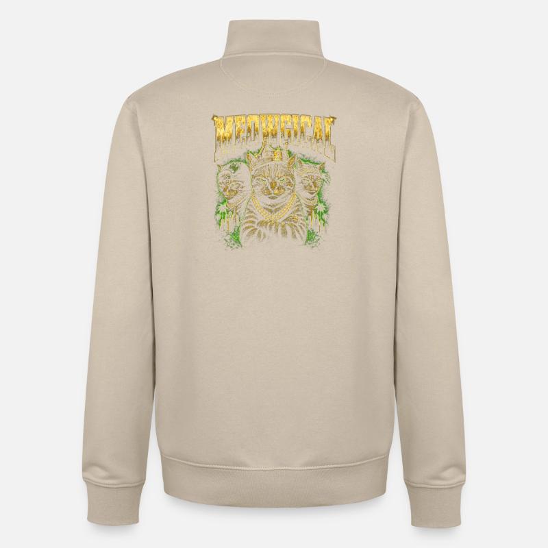 Rois chats miauviques - Sweat zippé unisexe en coton bio Stanley/Stella - beige crème