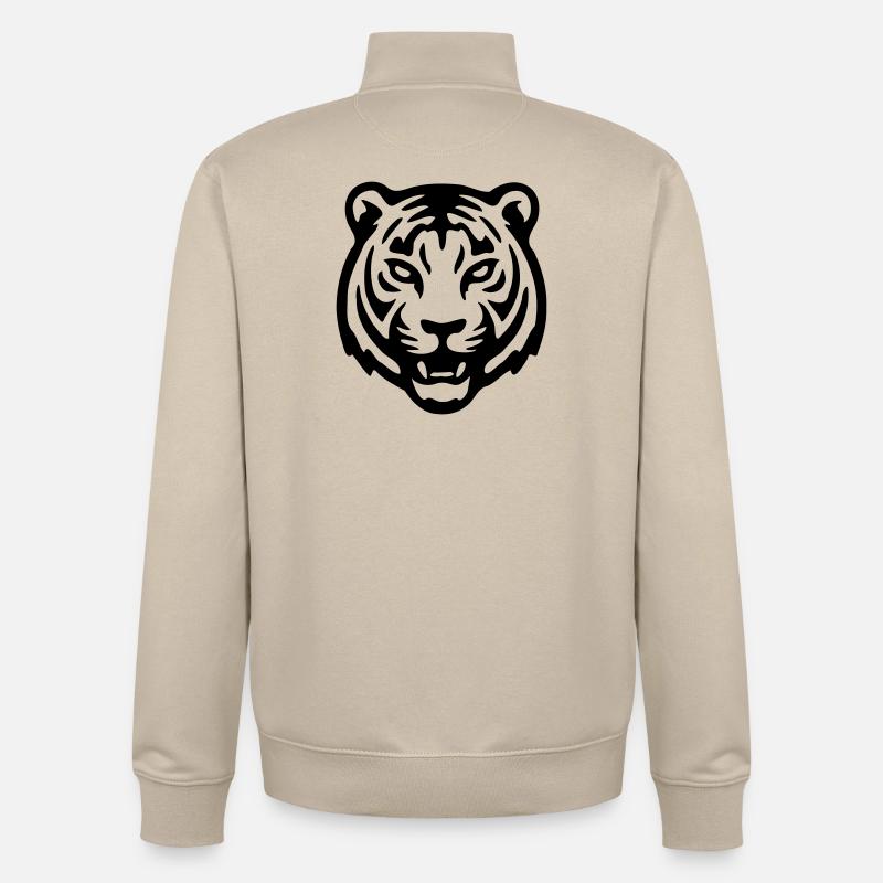Tigerkopf - Unisex Organic Zip Sweatshirt von Stanley/Stella - Cremebeige