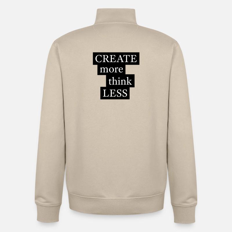 CREATE more think LESS - Unisex Organic Zip Sweatshirt von Stanley/Stella - Cremebeige