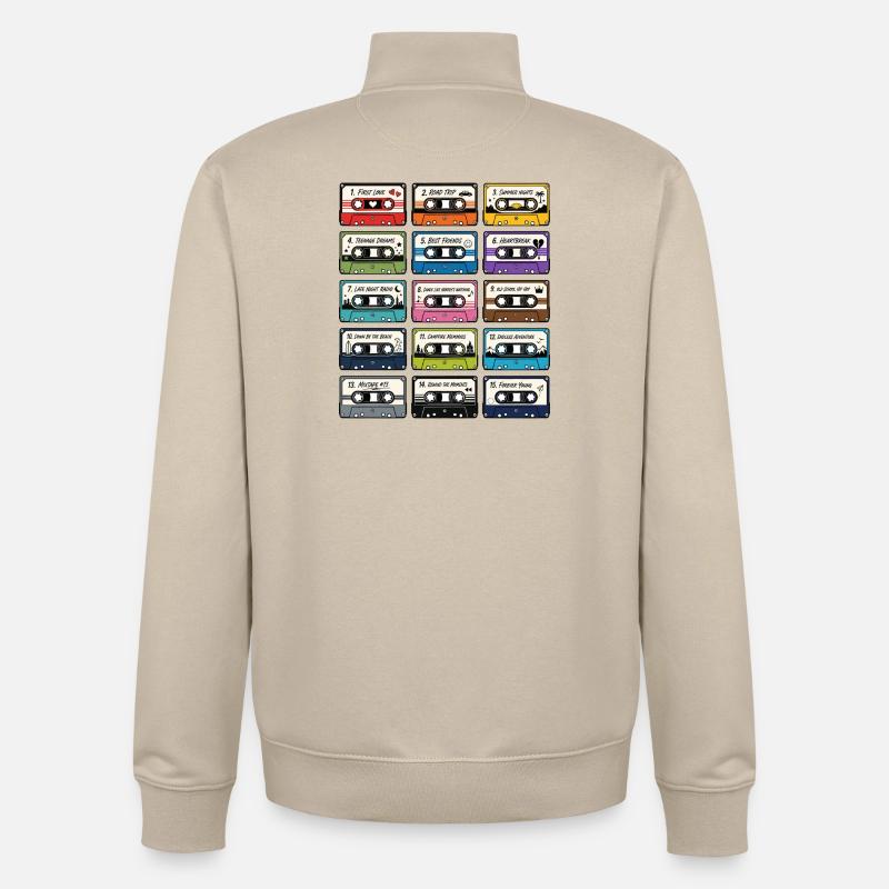 Collection de Cassettes Audio Rétro - Sweat zippé unisexe en coton bio Stanley/Stella - beige crème