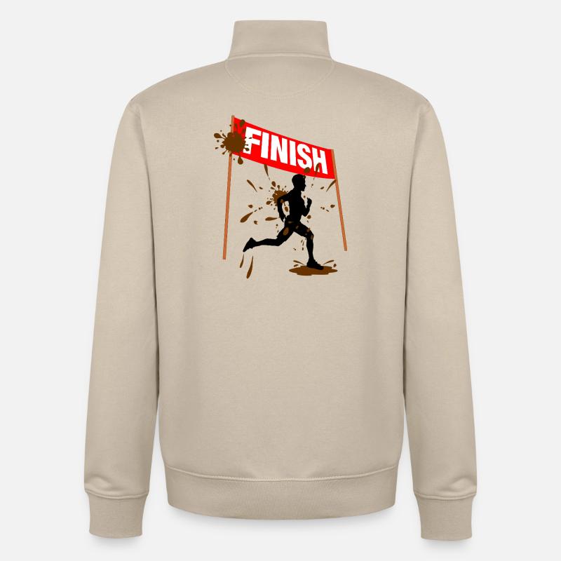 Finisher Course de Boue Hommes - Sweat zippé unisexe en coton bio Stanley/Stella - beige crème