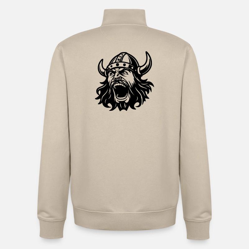 Tête noire viking - Sweat zippé unisexe en coton bio Stanley/Stella - beige crème