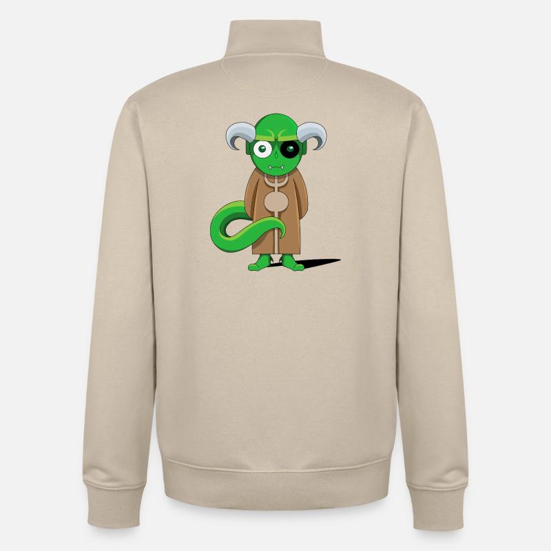 Démon Vert en robe marron - Sweat zippé unisexe en coton bio Stanley/Stella - beige crème