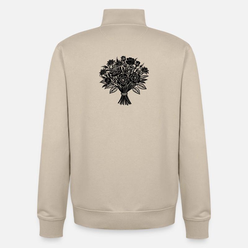 bouquet de fleurs - Sweat zippé unisexe en coton bio Stanley/Stella - beige crème