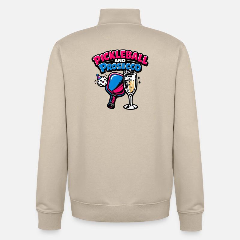 Pickleball Prosecco Logo - Sweat zippé unisexe en coton bio Stanley/Stella - beige crème