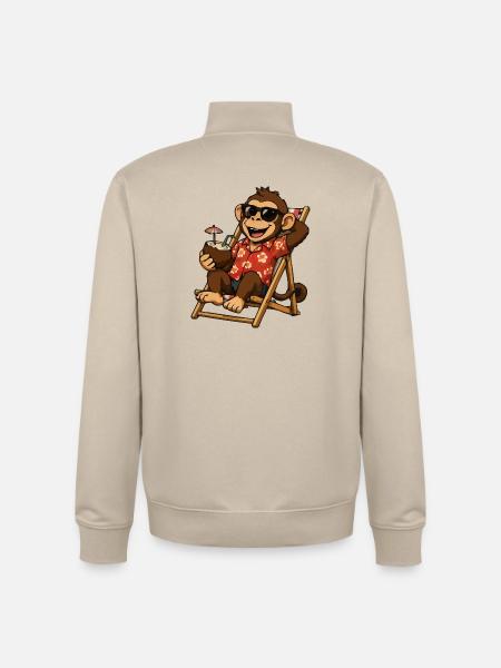 Affe am Strand im Hawaii-Look - Unisex Organic Zip Sweatshirt von Stanley/Stella - Cremebeige