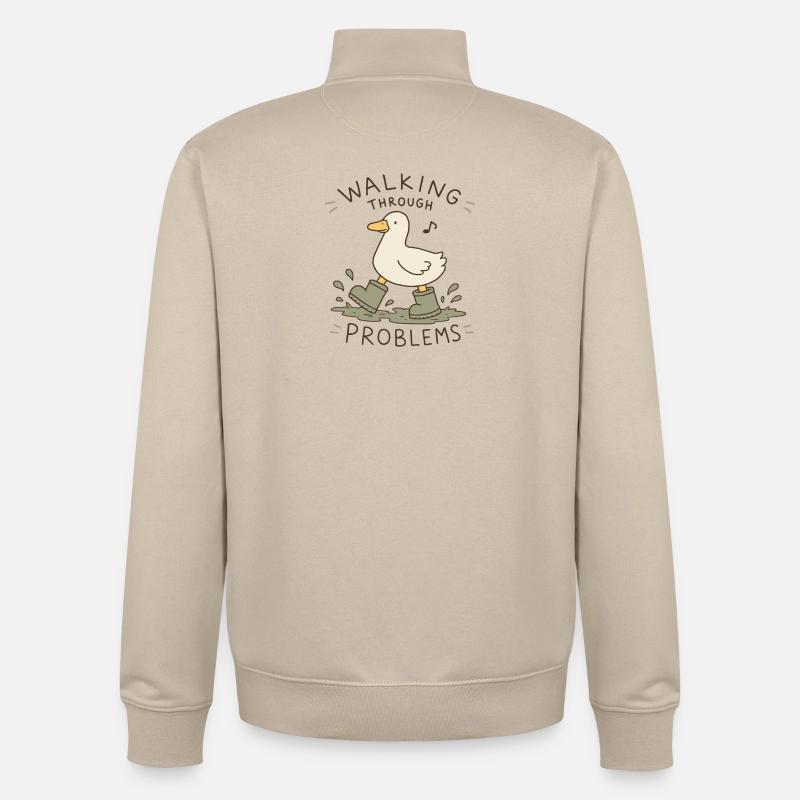 Duck Walking Through Problems - Unisex Organic Zip Sweatshirt by Stanley/Stella - desert dust