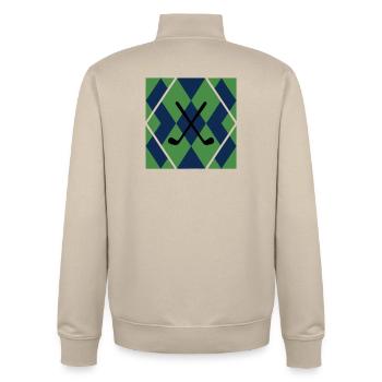 Clubs de golf Modèle Argyle Clubs de golf masculins - Sweat zippé unisexe en coton bio Stanley/Stella - beige crème - Dos - AI Model Male 185 dark (185cm)