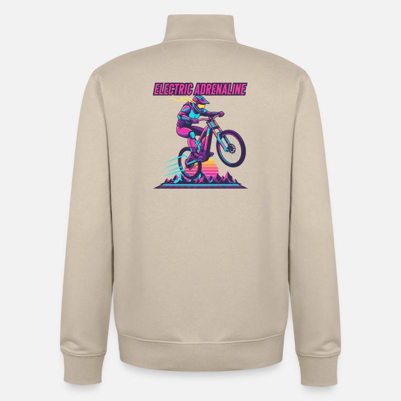 Electric Adrenaline Synthwave E-MTB - Unisex Organic Zip Sweatshirt by Stanley/Stella - desert dust