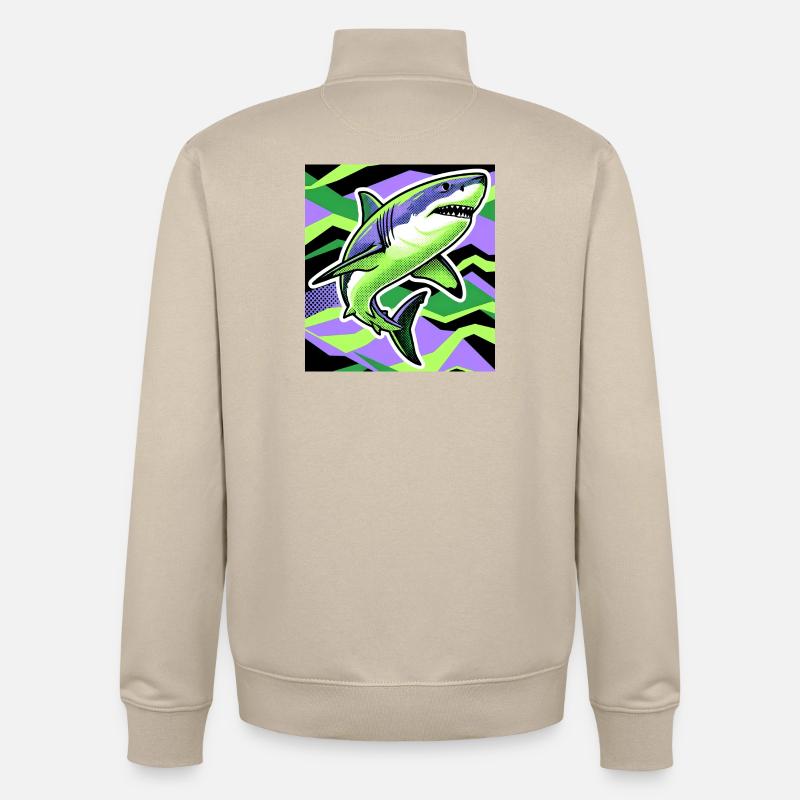 Requin - Sweat zippé unisexe en coton bio Stanley/Stella - beige crème