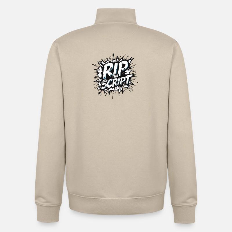 Rip the Script Burst - Sweat zippé unisexe en coton bio Stanley/Stella - beige crème
