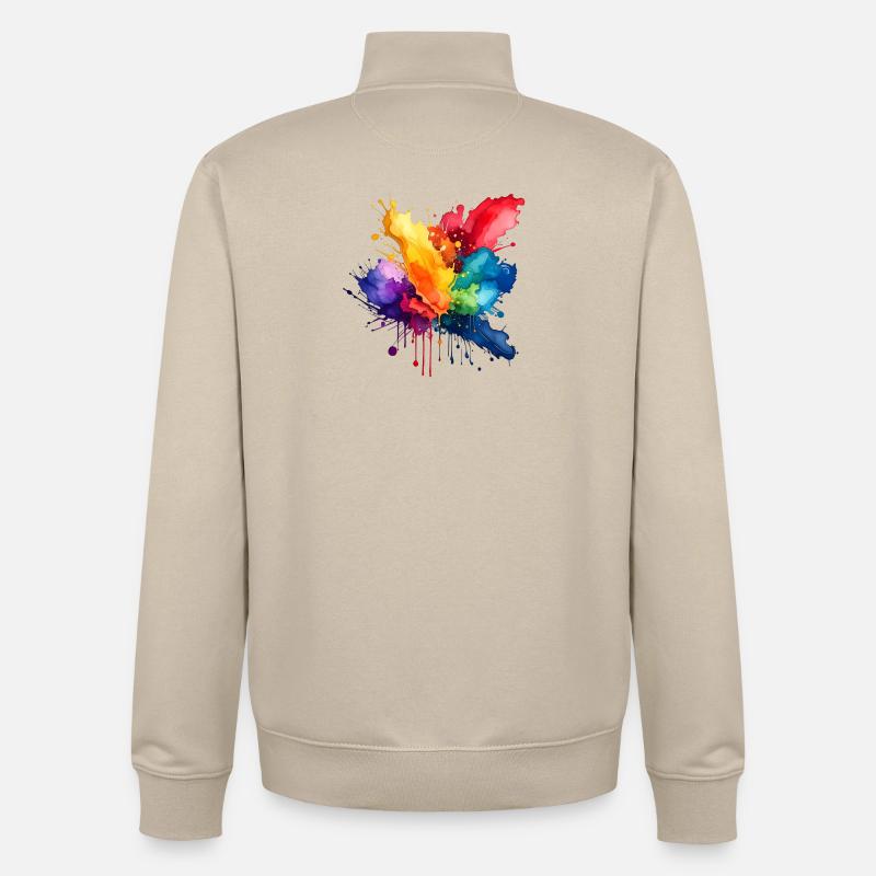 Farbspritzer Explosion - Unisex Organic Zip Sweatshirt von Stanley/Stella - Cremebeige