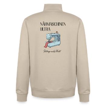 Retro Nähmaschinen Illustration - Unisex Organic Zip Sweatshirt von Stanley/Stella - Cremebeige - Hinten - AI Model Male 185 dark (185cm)