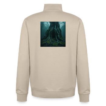 Chêne Ancien – Entrée dans le Monde Souterrain - Sweat zippé unisexe en coton bio Stanley/Stella - beige crème - Dos - AI Model Male 185 dark (185cm)