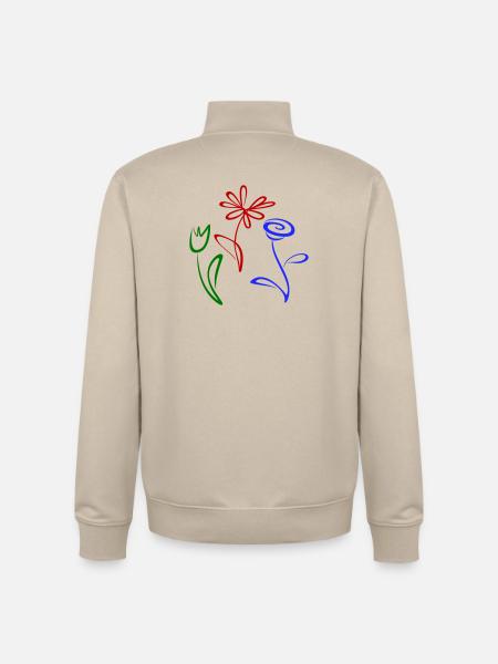 Three flowers - Unisex Organic Zip Sweatshirt by Stanley/Stella - desert dust