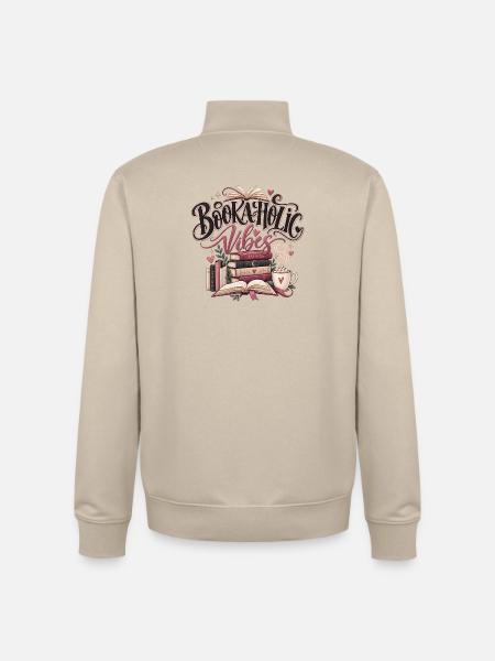 Bookaholic Vibes – Bücher & Kaffee - Unisex Organic Zip Sweatshirt von Stanley/Stella - Cremebeige