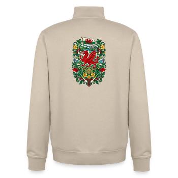 Wales | Drache, Lauch & Narzissen - Unisex Organic Zip Sweatshirt von Stanley/Stella - Cremebeige - Hinten - AI Model Male 185 dark (185cm)